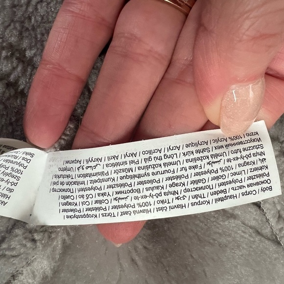 𝅺F&F Coat Faux Fur & Suede Light Gray Aviator Style - Picture 7 of 9